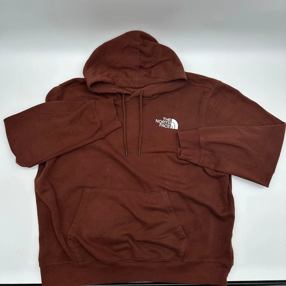 The North Face Mens XXL Brown Box Logo Hoodie Never Stop Exploring Pullover
